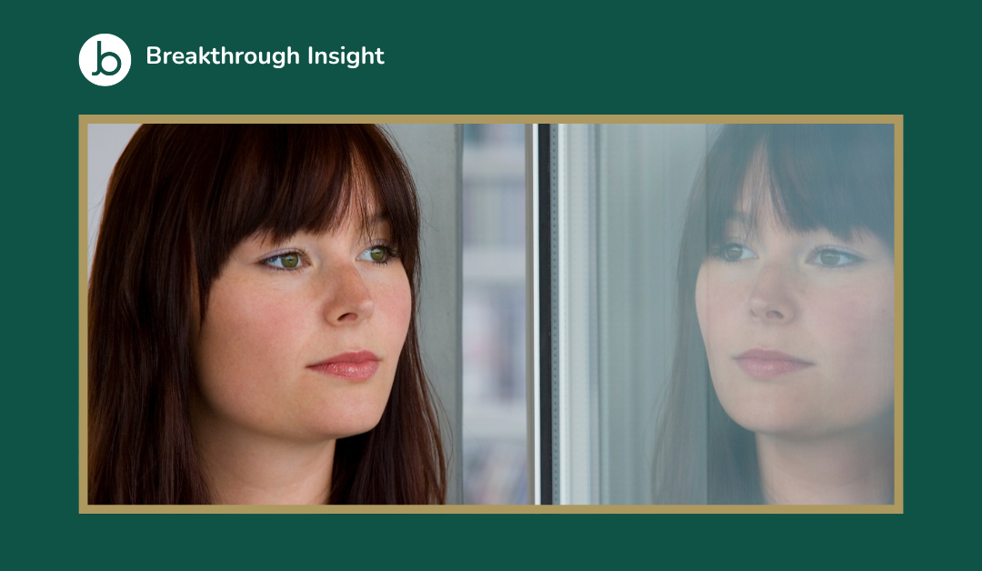 Identity at work and career progression concept showing reflection and identity shift